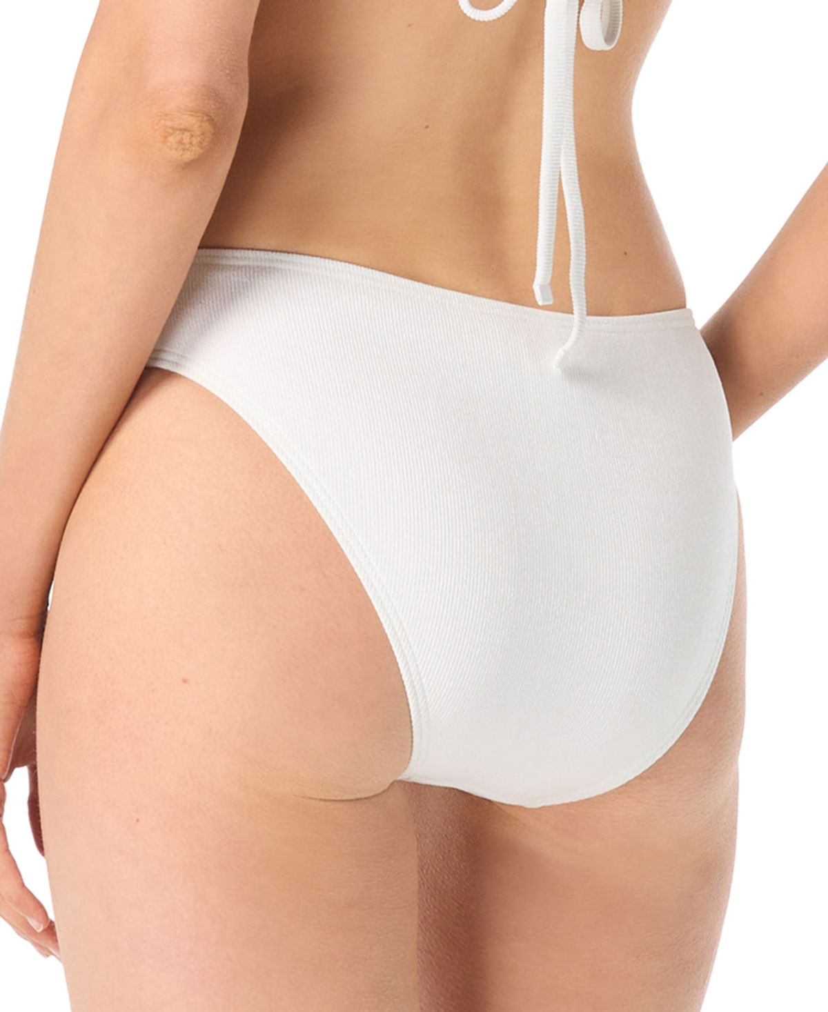 Shop Michael Kors Michael  Women's Textured Full Coverage Bikini Bottoms In White