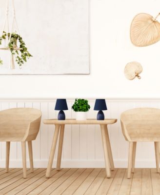 Nauru 9.45" Traditional Petite Ceramic Oblong Bedside Table Desk Lamp Two Pack Set, Tapered Drum Fabric Shade 