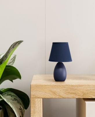 Nauru 9.45" Traditional Petite Ceramic Oblong Bedside Table Desk Lamp with Tapered Drum Fabric Shade 