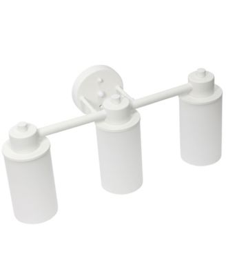 Essentix Contemporary Three Light Metal and Opaque White Glass Shade Vanity Uplight Downlight Wall Mounted Fixture 