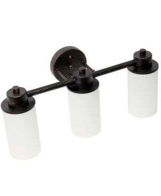 Essentix Contemporary Three Light Metal and Opaque White Glass Shade Vanity Uplight Downlight Wall Mounted Fixture 