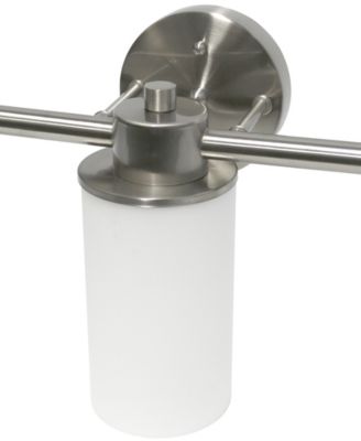 Essentix Contemporary Three Light Metal and Opaque White Glass Shade Vanity Uplight Downlight Wall Mounted Fixture 