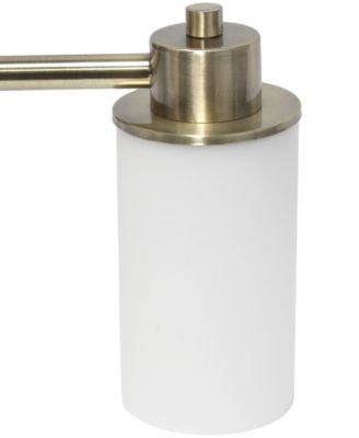 Essentix Contemporary Three Light Metal and Opaque White Glass Shade Vanity Uplight Downlight Wall Mounted Fixture 