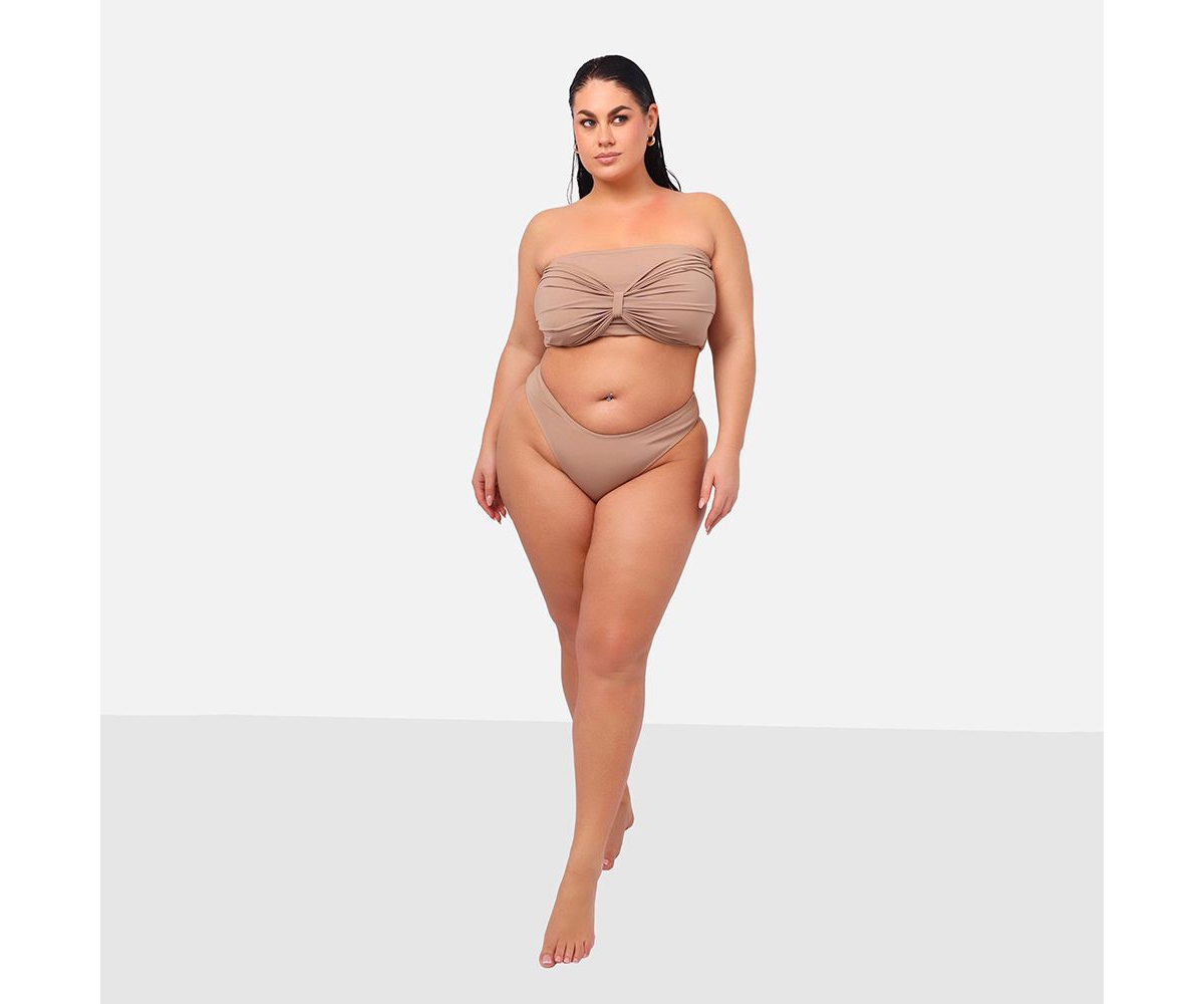 Plus Size Danica Brazilian Cut Swim Bottom - Beige/khaki