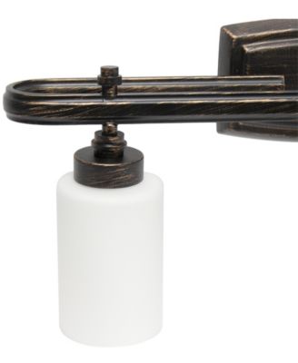 Essentix Contemporary Three Light Metal and Opaque White Glass Shade Vanity Uplight Downlight Wall Mounted Fixture 