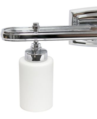 Essentix Contemporary Three Light Metal and Opaque White Glass Shade Vanity Uplight Downlight Wall Mounted Fixture 