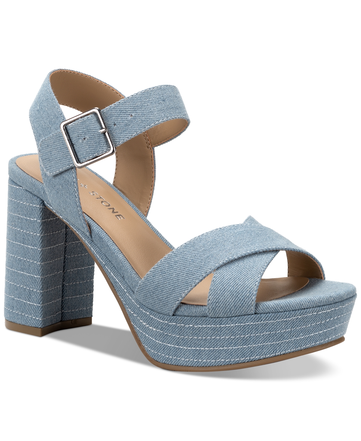 Shop Sun + Stone Women's Dehmii Block Heel Platform Sandals, Created For Macy's In Light Denim