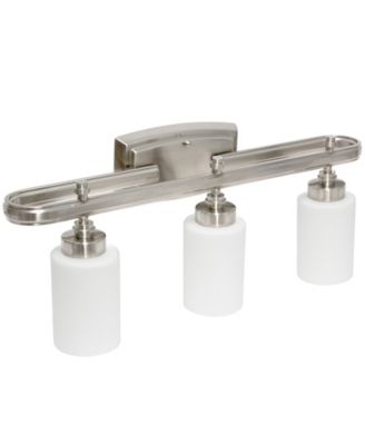 Essentix Contemporary Three Light Metal and Opaque White Glass Shade Vanity Uplight Downlight Wall Mounted Fixture 