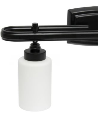 Essentix Contemporary Three Light Metal and Opaque White Glass Shade Vanity Uplight Downlight Wall Mounted Fixture 