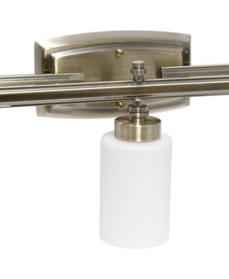 Essentix Contemporary Three Light Metal and Opaque White Glass Shade Vanity Uplight Downlight Wall Mounted Fixture 