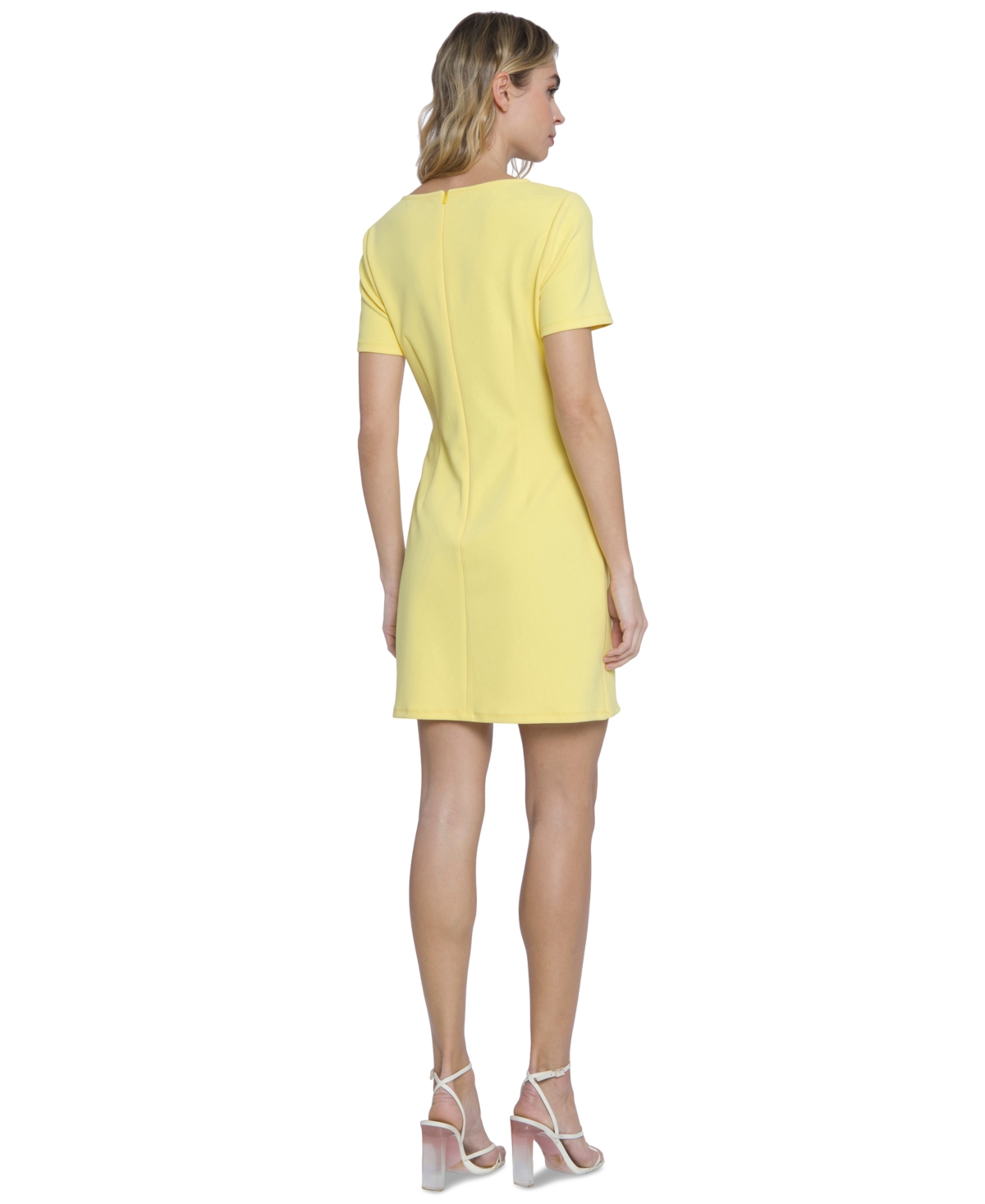 Donna Morgan Wrap Mini Dress In Lemon