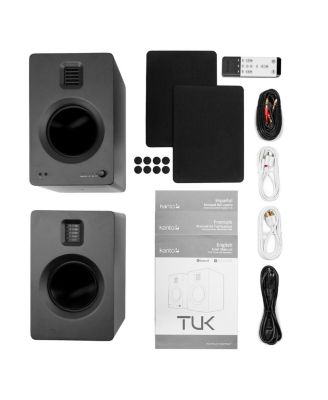 TUK Premium Powered Bookshelf Speakers with Headphone Out, USB DAC, Dedicated Phono Pre-amp, & Bluetooth - Pair