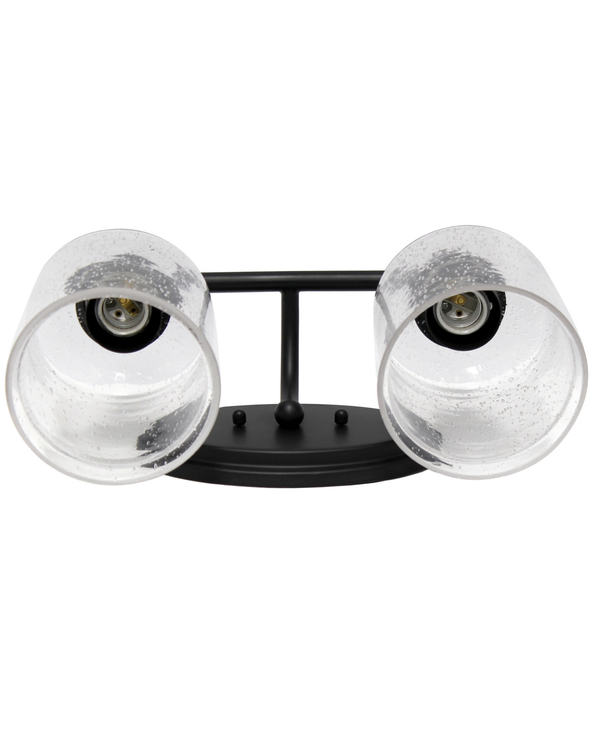 Lalia Home Studio Loft Modern Two Light Metal And Clear Seeded Glass Shade Vanity Uplight Downlight Wall Mounte In Black