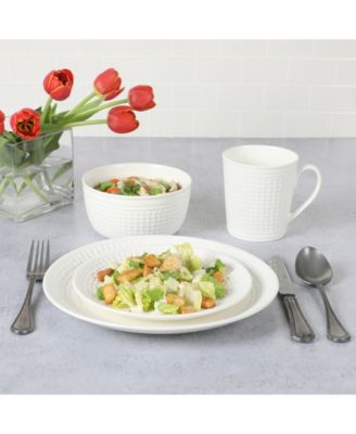 Martha Stewart Basket Weave Embossed 16 Piece Dinnerware Set, Service for 4
