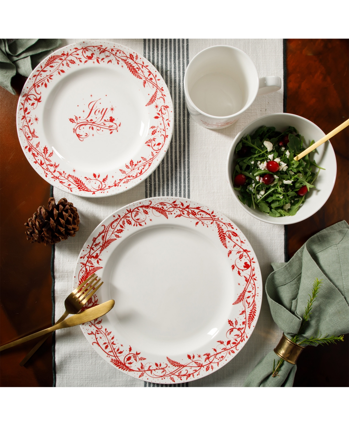 Martha Stewart Holiday Vines Dinnerware Set, Service for 4