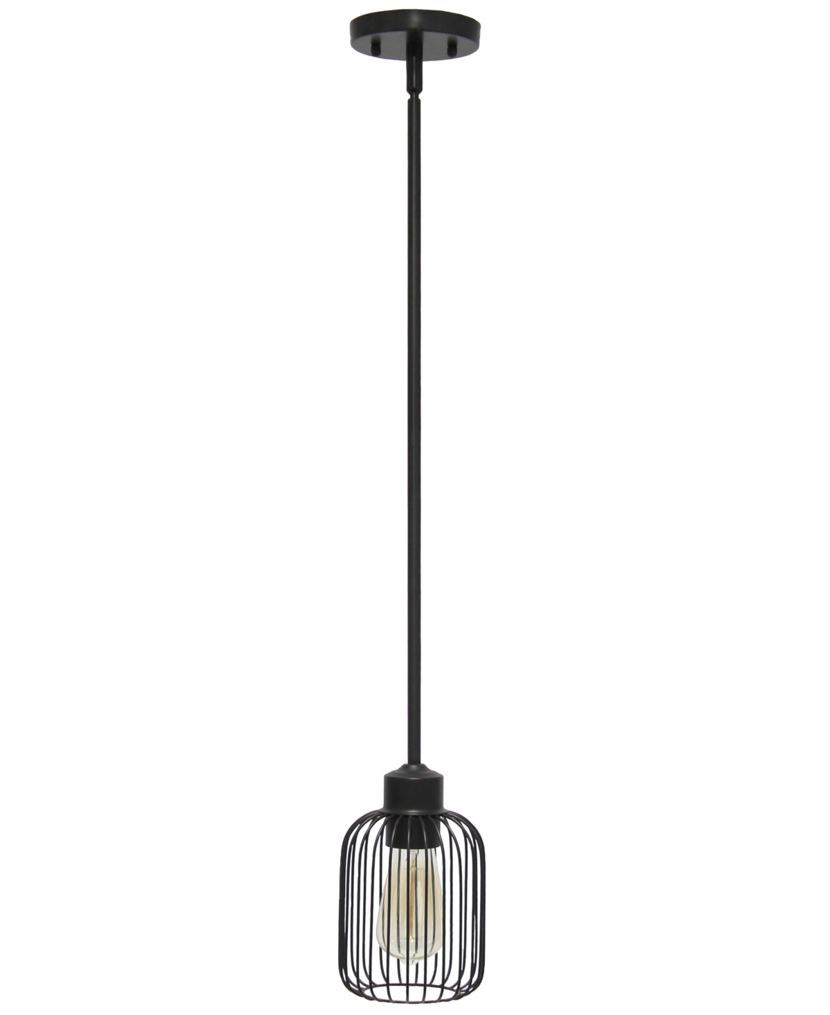 Shop Lalia Home 7" Ironhouse One Light Industrial Decorative Hanging Metal Caged Mini Pendant Ceiling Light Fixture In Black