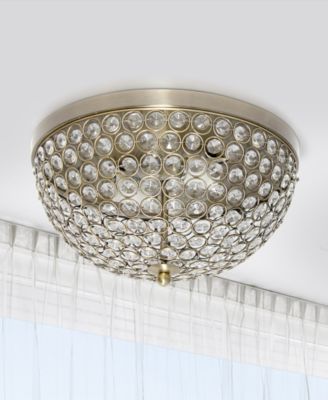 13" Classix Crystal Glam Two Light Decorative Dome Shaped Metal Flush Mount Ceiling Fixture