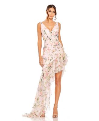 【Mac Duggal】Ieena バタフライフローラルミニドレス Mac Duggal Women's Ieena Floral Print Asymmetrical Ruffle