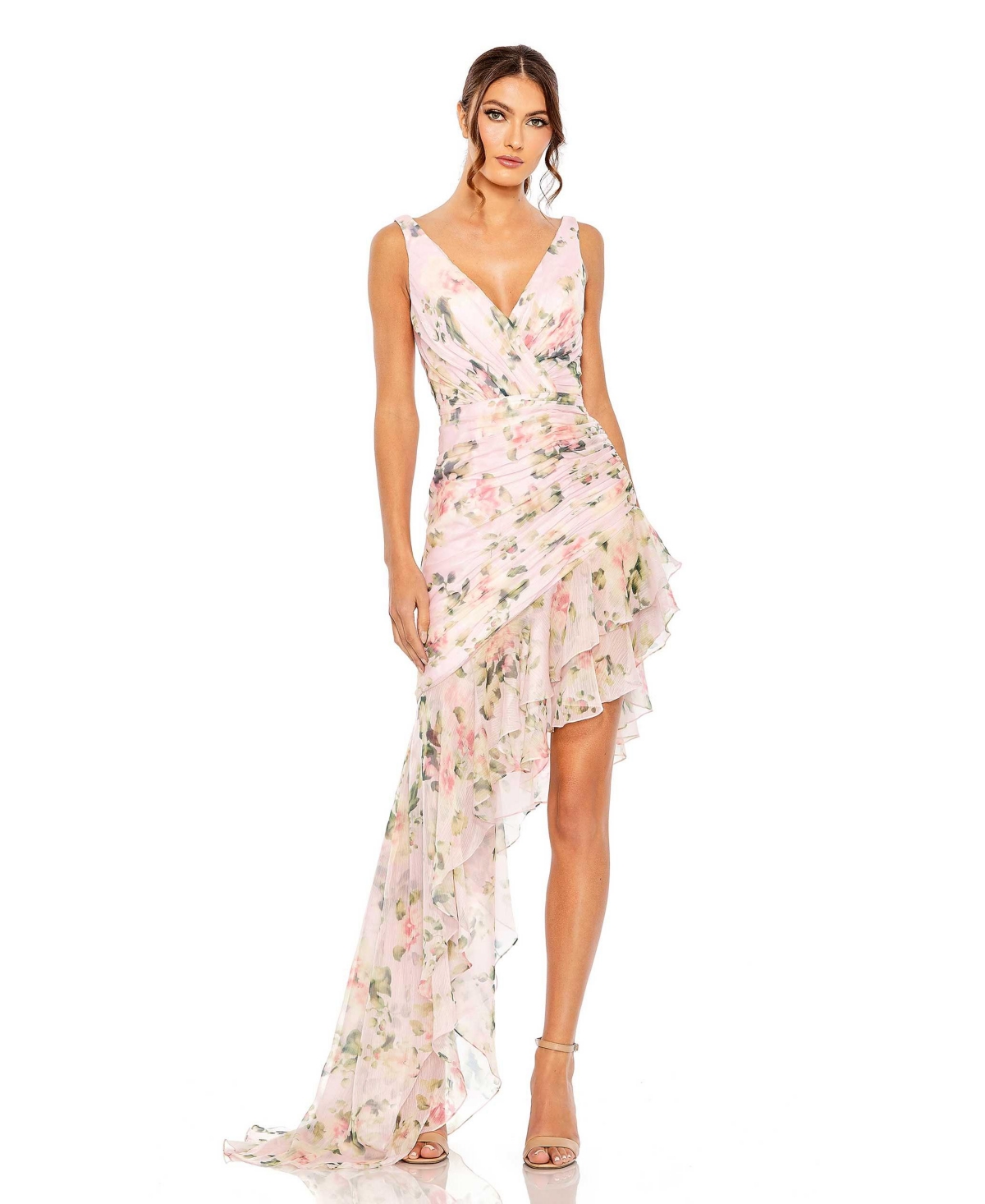 Women's Ieena Floral Print Asymmetrical Ruffle Hem Dress - Pink multi