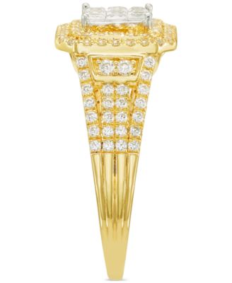 Diamond Square Halo Cluster Engagement Ring (1 ct. t.w.) in 14k Gold