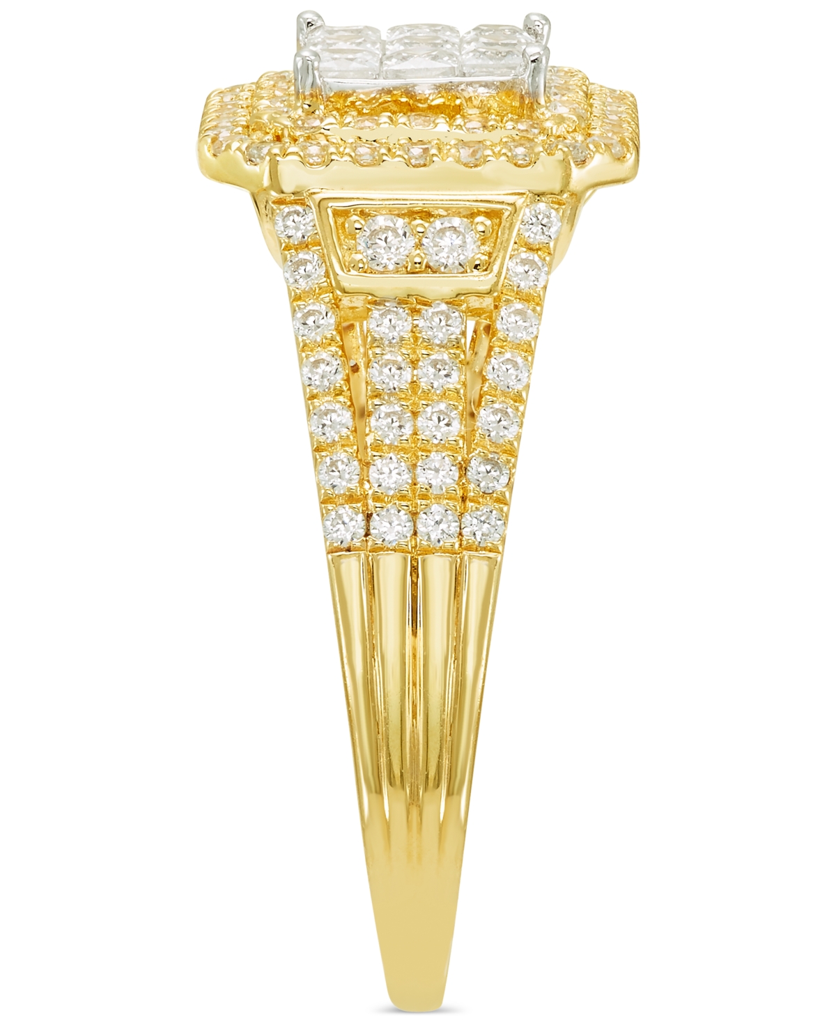 Macy's Diamond Square Halo Cluster Engagement Ring (1 Ct. T.w.) In 14k Gold In Yellow Gold