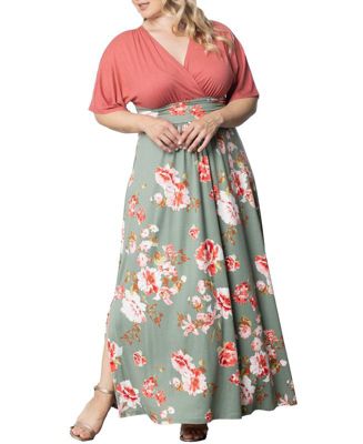Plus Size Havana Color Block Maxi Dress