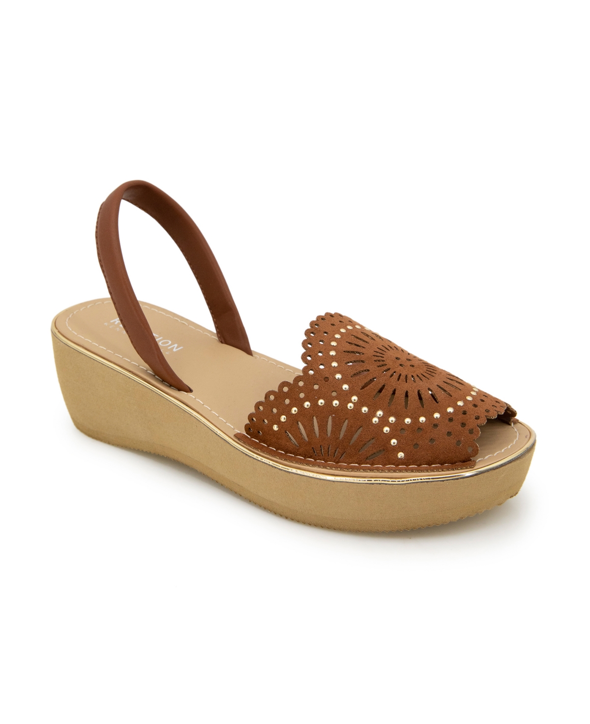 Kenneth Cole Reaction Women s Fine Glass Laser Wedge Sandals Soft Gold Smart Closet
