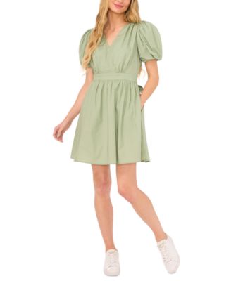 CeCe - Women's Short Puff-Sleeve Belted Mini Dress