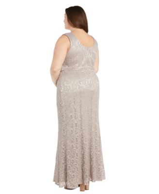 Plus Size Metallic Lace Jacket and Dress  