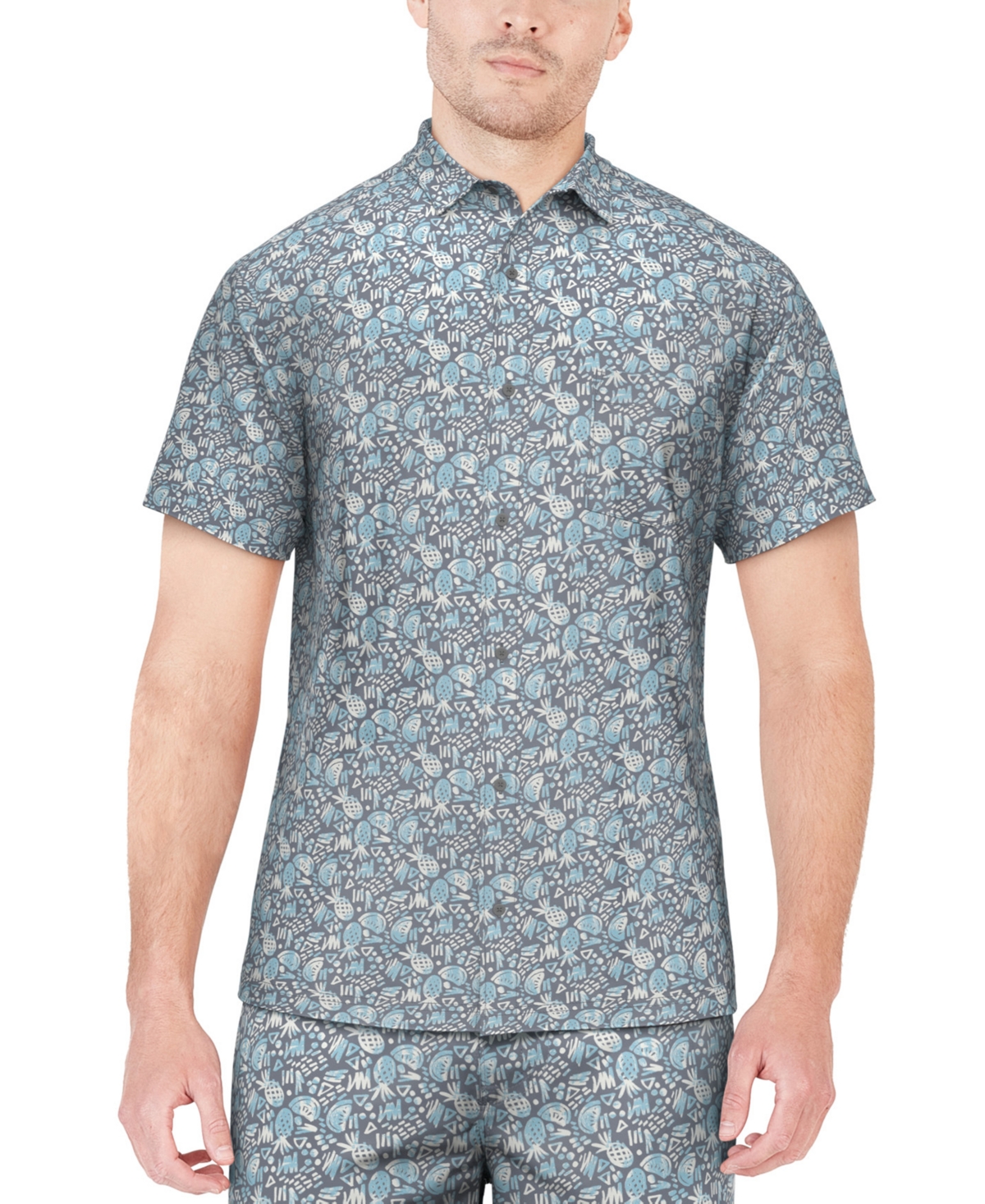Men's Pineapple Short Sleeve Button-Front Performance Shirt - Tradewinds