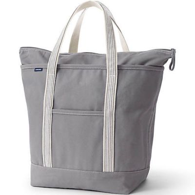 School Uniform Large Solid Color 5 Pocket Zip Top Canvas Tote Bag