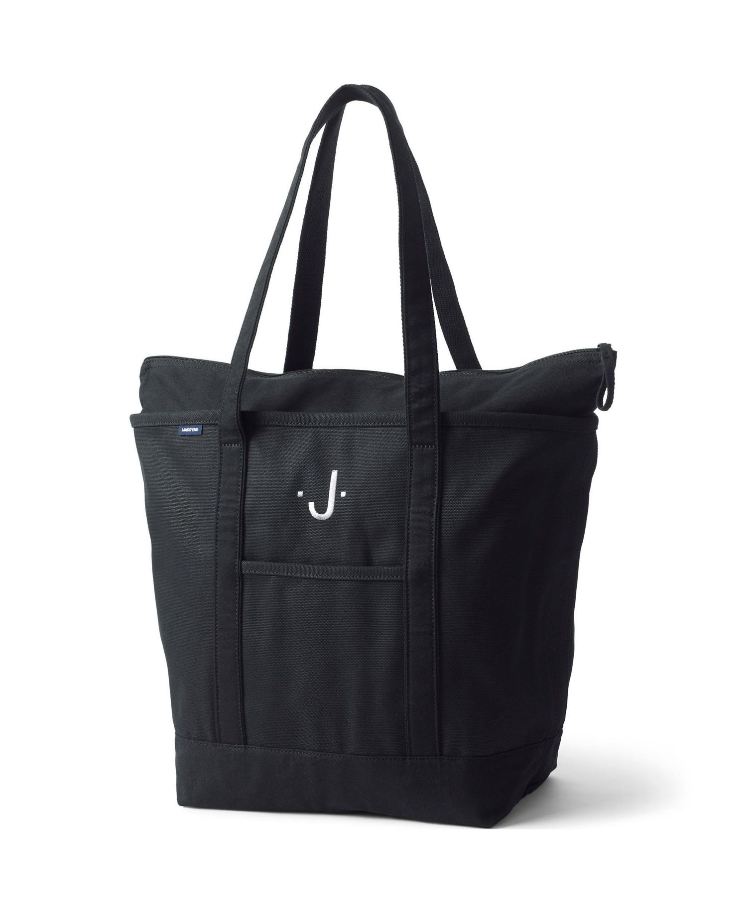 Large 5 Pocket Zip Top Long Handle Canvas Tote Bag