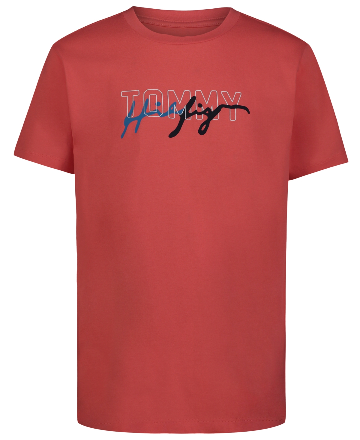 Shop Tommy Hilfiger Big Boys Signature Tangle Short Sleeve T-shirt In Rose Dubarry