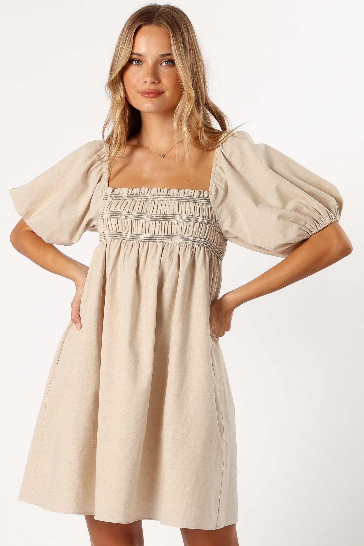 Women's Jorja Contrast Stitch Mini Dress - Oatmeal