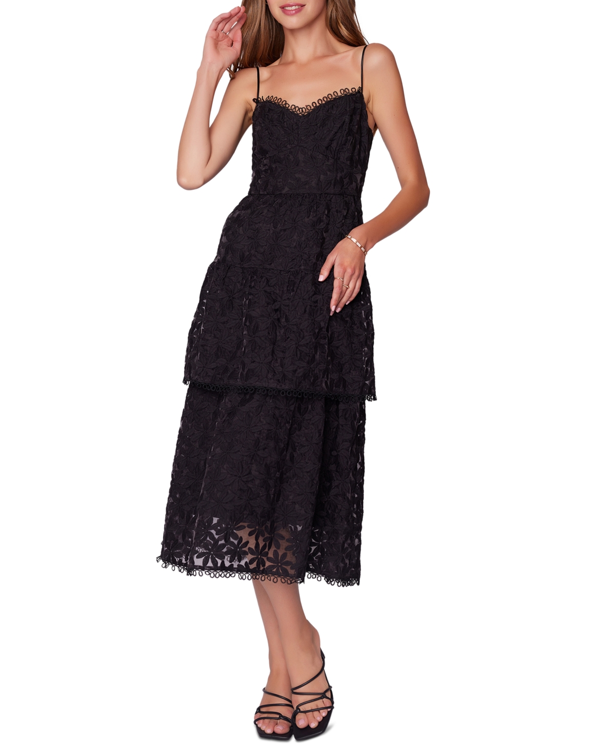 Women's Blossom Organza Midi Dress - Black