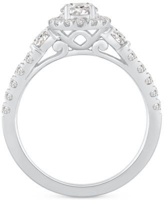 Diamond Halo Engagement Ring (1 ct. t.w.) in 14k White Gold