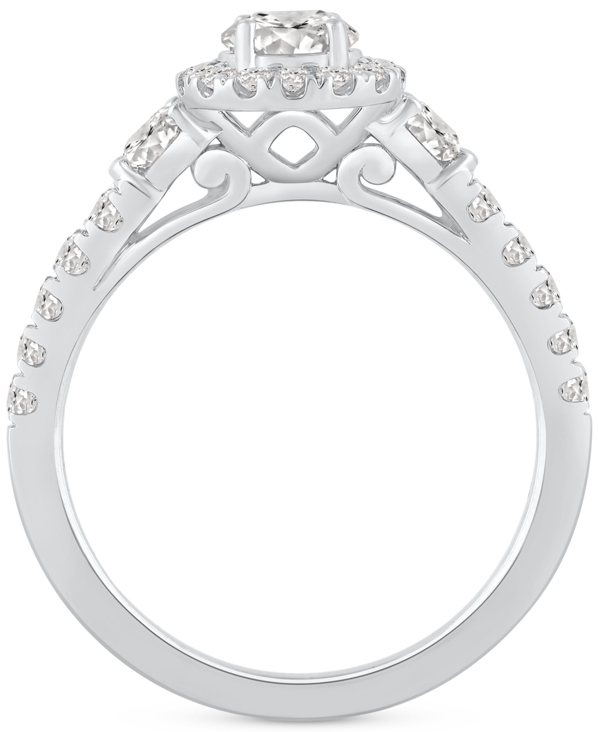 Macy's Diamond Halo Engagement Ring (1 Ct. T.w.) In 14k White Gold In White Gold