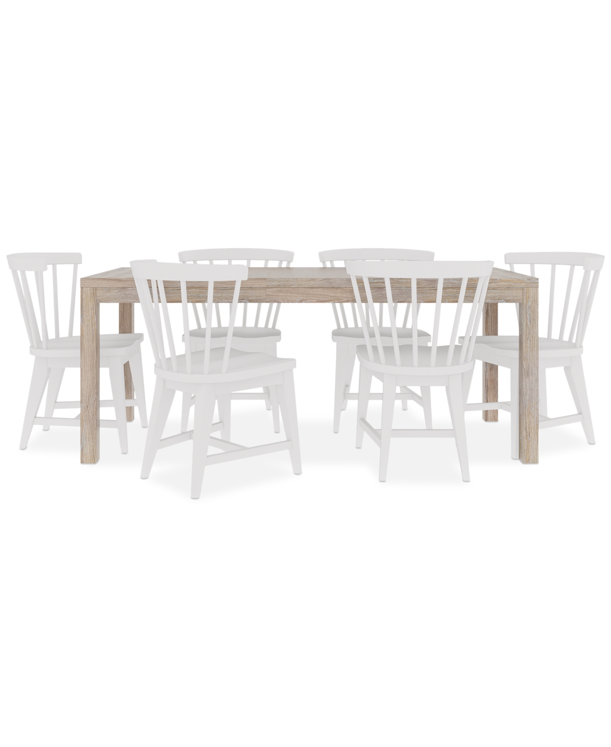 Shop Macy's Catriona 7pc Dining Set (rectangular Dining Table + 6 Wood Side Chairs) In White