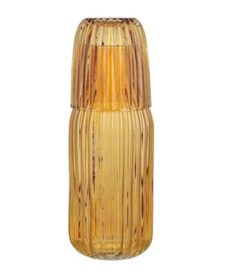 Jay Imports 2-Piece Ribbed Carafe and Cup Set, Amber - Macy's