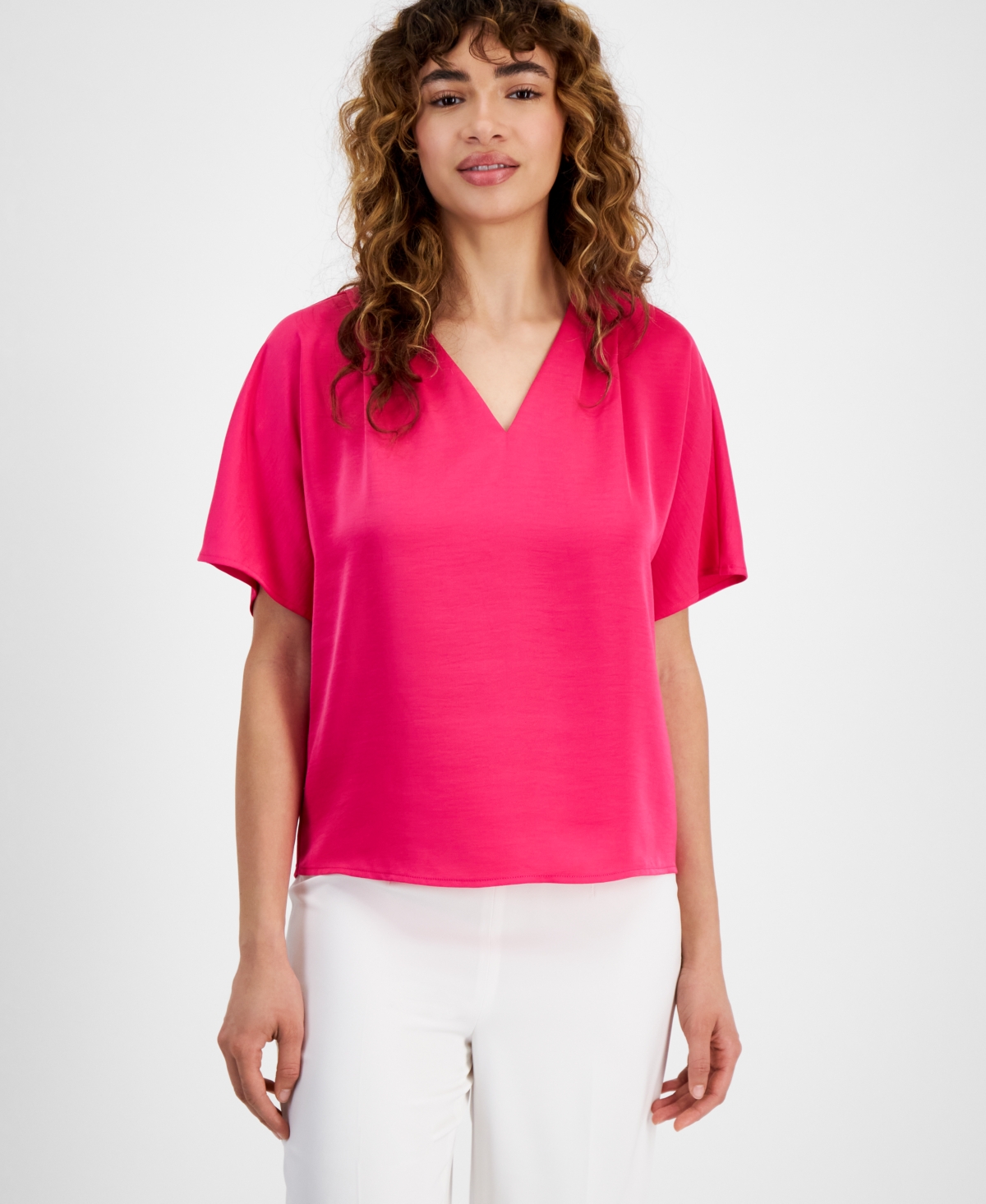 Shop Bar Iii Women's V-neck Dolman-sleeve Top, Created For Macy's In Sunset Rose