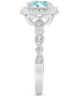 Aquamarine (1-1/4 ct. t.w.) & Diamond (1/2 ct. t.w.) Bridal Set in 14k White Gold