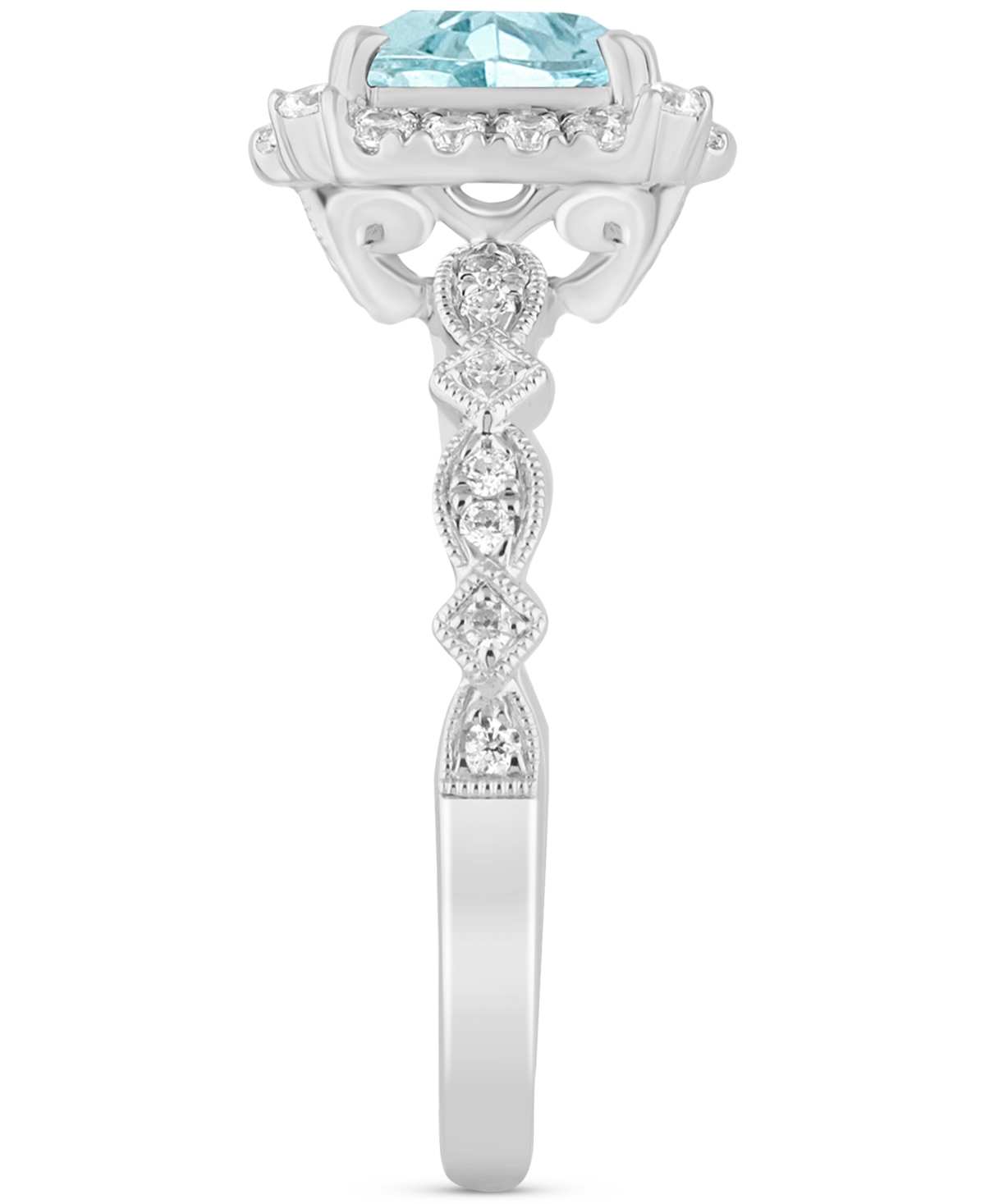 (1-1/4 ct. t.w.) & Diamond (1/2 ct. t.w.) Bridal Set in 14k White Gold - Aquamarine