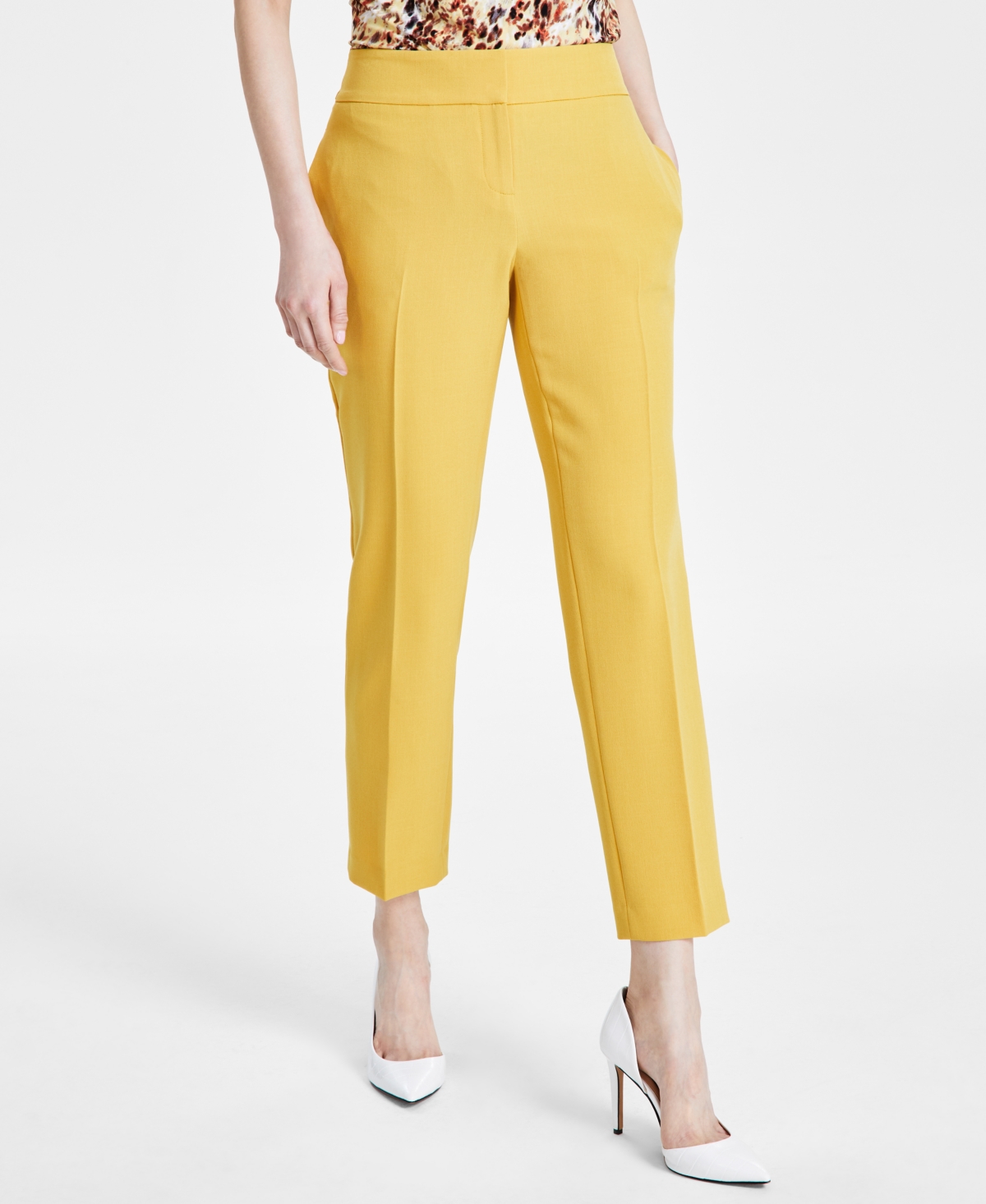 Petite Slim Straight-Leg Trousers - Butterscotch
