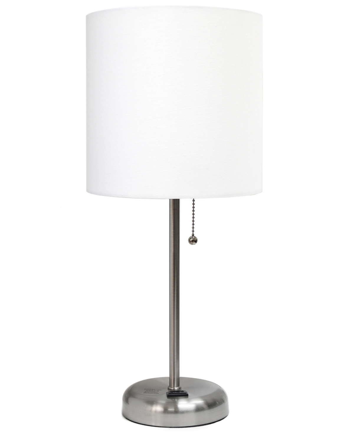 Shop Creekwood Home Oslo 19.5" Contemporary Bedside Standard Metal Table Desk Lamp With White Drum Fabric Shade In Br.steel,white Shade