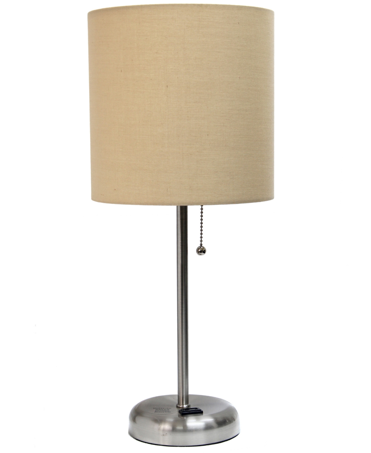 Shop Creekwood Home Oslo 19.5" Contemporary Bedside Standard Metal Table Desk Lamp With White Drum Fabric Shade In Br.steel,tan Shade