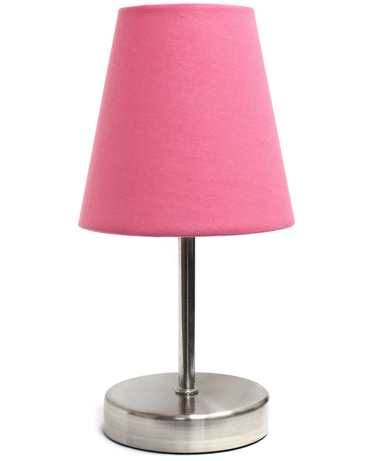 Shop Creekwood Home Nauru 10.5" Traditional Petite Metal Stick Bedside Table Desk Lamp With Fabric Empire Shade In Sand Nickel,pink