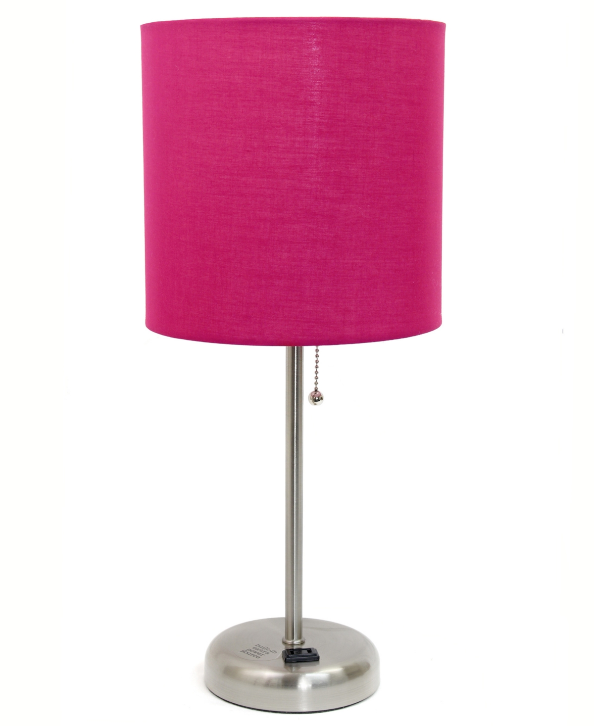 Shop Creekwood Home Oslo 19.5" Contemporary Bedside Standard Metal Table Desk Lamp With White Drum Fabric Shade In Br.steel,pink Shade