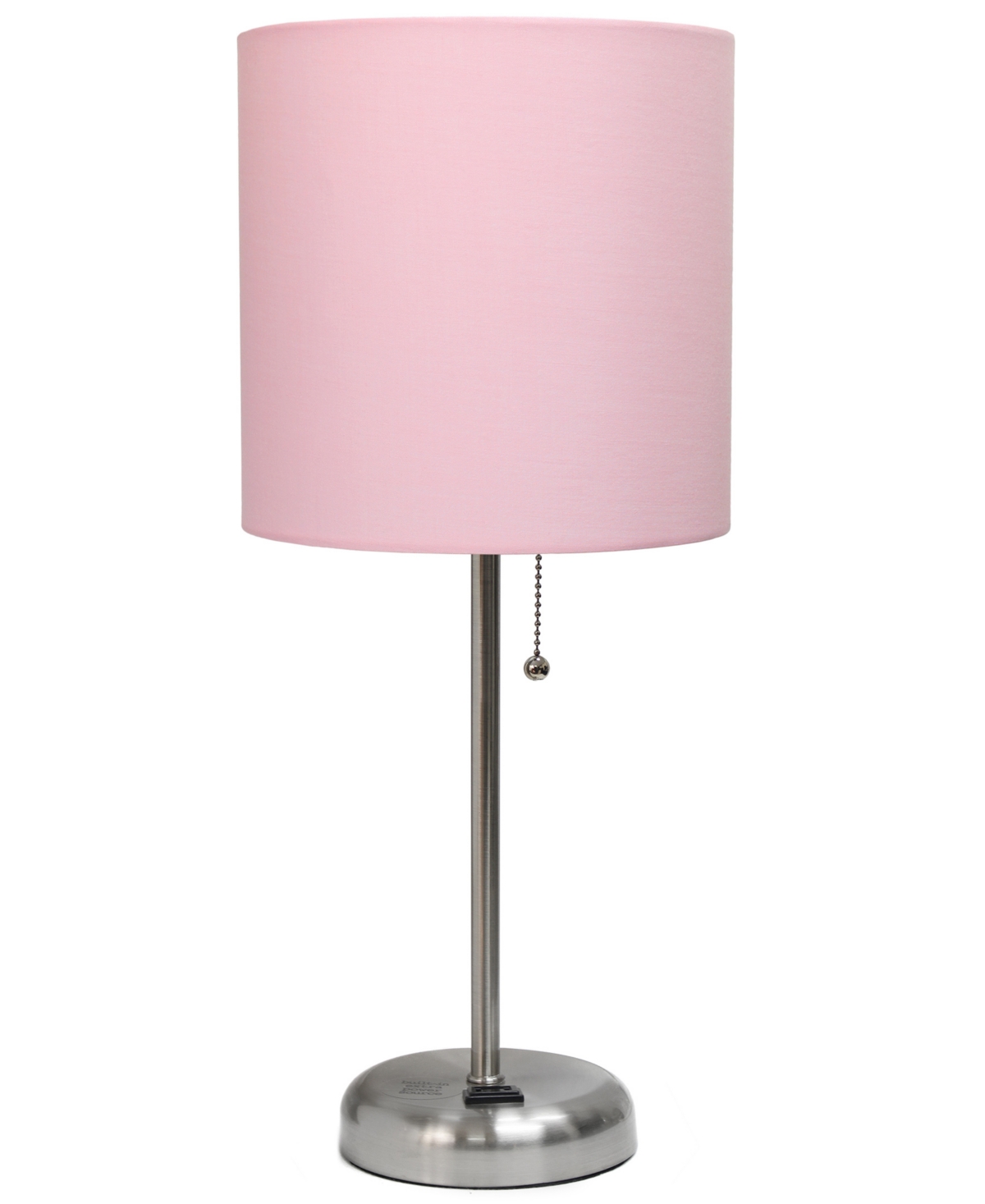 Shop Creekwood Home Oslo 19.5" Contemporary Bedside Standard Metal Table Desk Lamp With White Drum Fabric Shade In Br.steel,light Pink