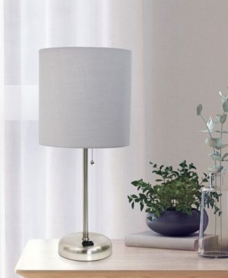 Oslo 19.5" Contemporary Bedside Standard Metal Table Desk Lamp with White Drum Fabric Shade