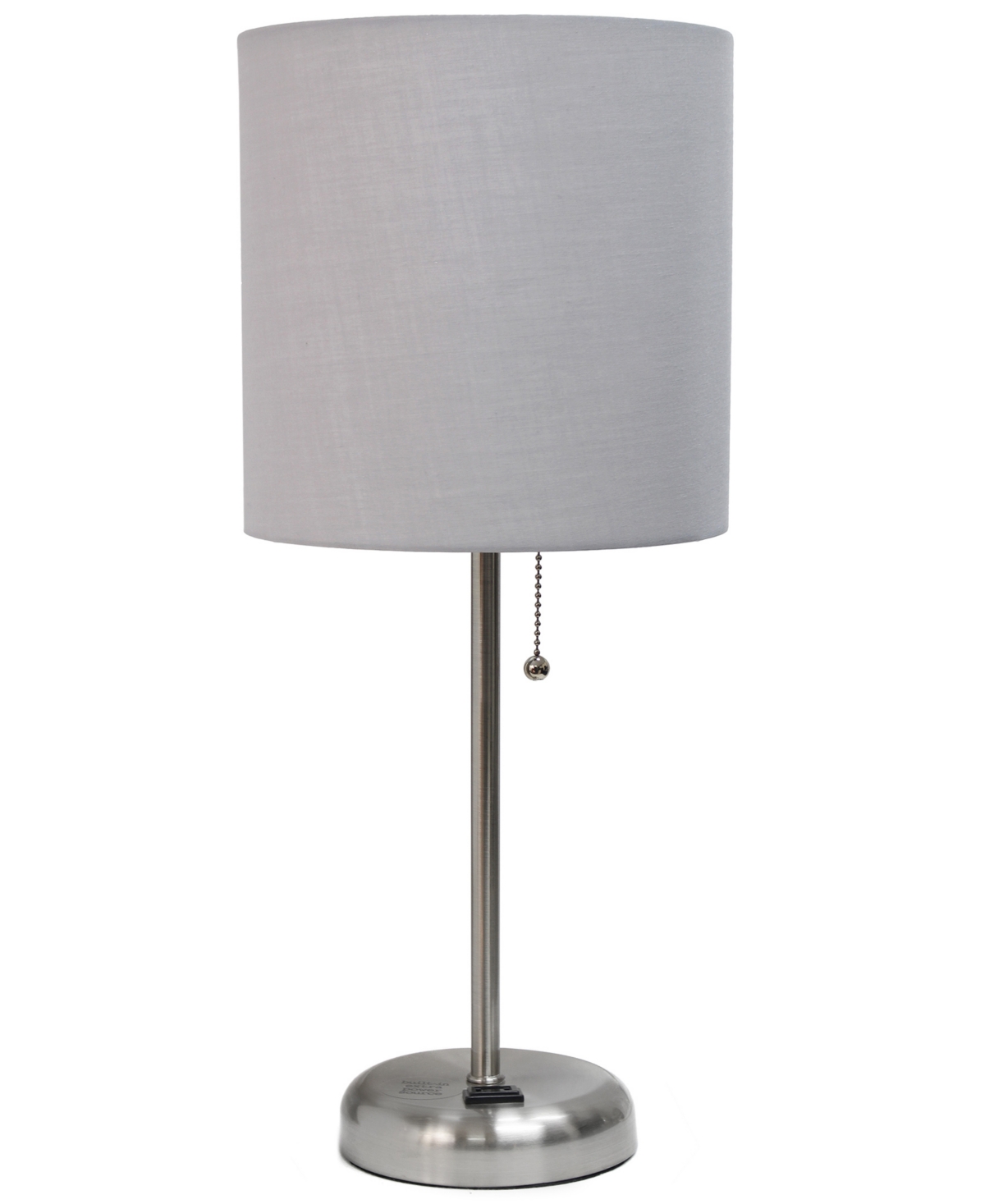 Shop Creekwood Home Oslo 19.5" Contemporary Bedside Standard Metal Table Desk Lamp With White Drum Fabric Shade In Br.steel,gray Shade